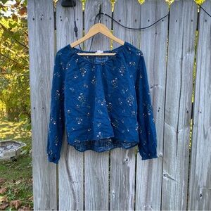 a.n.a Navy Floral Blouse